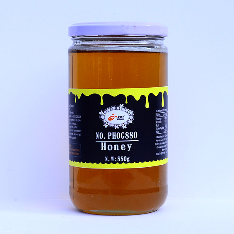 880g skleněná láhev medu